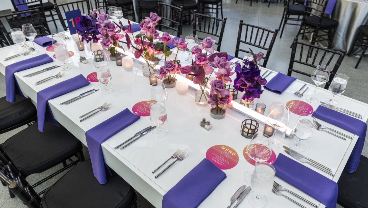 Fundraising Gala tablescape, Boston. Designed by JWennes Events.