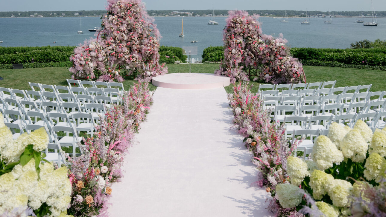 Martha's Vineyard oceanfront wedding ceremony. Designed by JWennes Events.