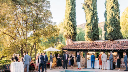 Poolside cocktail hour. Destination wedding Designed by JWennes Events.